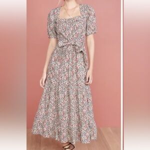 Free People Red and White Smocked Ruffled Sundress